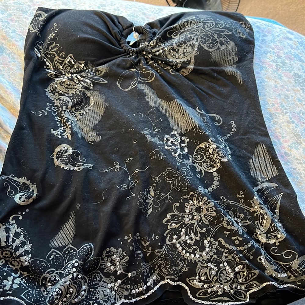 Y2K Strapless Top with charm